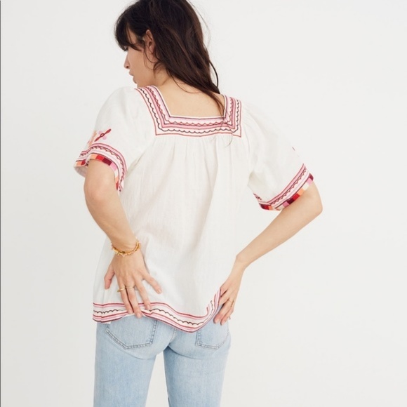 Madewell Embroidered Sandblossom Pesant Boho Top S - Picture 2 of 8